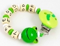 Preview: Schnullerkette mit Name "Frosch" in apfelgrün/weiß