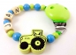 Preview: Schnullerkette mit Name "Traktor" in aqua/lemon