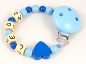 Preview: Schnullerkette mit Name "Herz" in mittelblau/babyblau