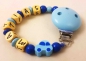 Preview: Schnullerkette mit Name "Auto" in babyblau/mittelblau