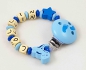 Preview: Schnullerkette mit Name "Dino&Stern" in babyblau/mittelblau