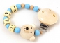 Preview: Schnullerkette mit Name "Bär" in natur/babyblau