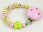 Preview: Schnullerkette mit Name "Tupfenherz" in babyrosa/lemon