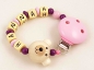 Preview: Schnullerkette mit Name "Bär" in babyrosa/pflaume