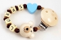 Preview: Schnullerkette mit Name "Bär&Herz" in braun/natur