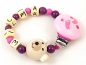 Preview: Schnullerkette mit Name "Bär" in pflaume/pink