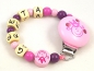 Preview: Schnullerkette mit Name "Prinzessin" in babyrosa/pflaume/pink