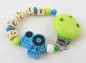 Preview: Schnullerkette mit Name "Traktor" in aqua/lemon/weiss