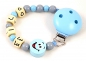 Preview: Schnullerkette mit Name "Smiley" in babyblau/grau