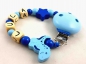 Preview: Schnullerkette mit Name "Dino&Stern" in babyblau/mittelblau