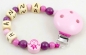 Preview: Schnullerkette mit Name "Prinzessin" in babyrosa/pflaume/pink
