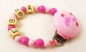 Preview: Schnullerkette mit Name in babyrosa/pink