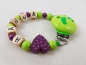 Preview: Schnullerkette mit Name "Tupfenherz" in lemon/pflaume