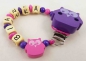 Preview: Schnullerkette mit Namen "Eule" in lila/pink