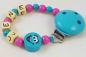 Preview: Schnullerkette mit Name "Smiley" in mint/pink