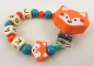 Preview: Schnullerkette mit Name "Fuchs" in orange/petrol