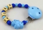 Preview: Schnullerkette mit Name "Elefant" in babyblau/mittelblau