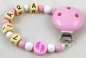 Preview: Schnullerkette mit Name "Füßchen" in babyrosa/weiß